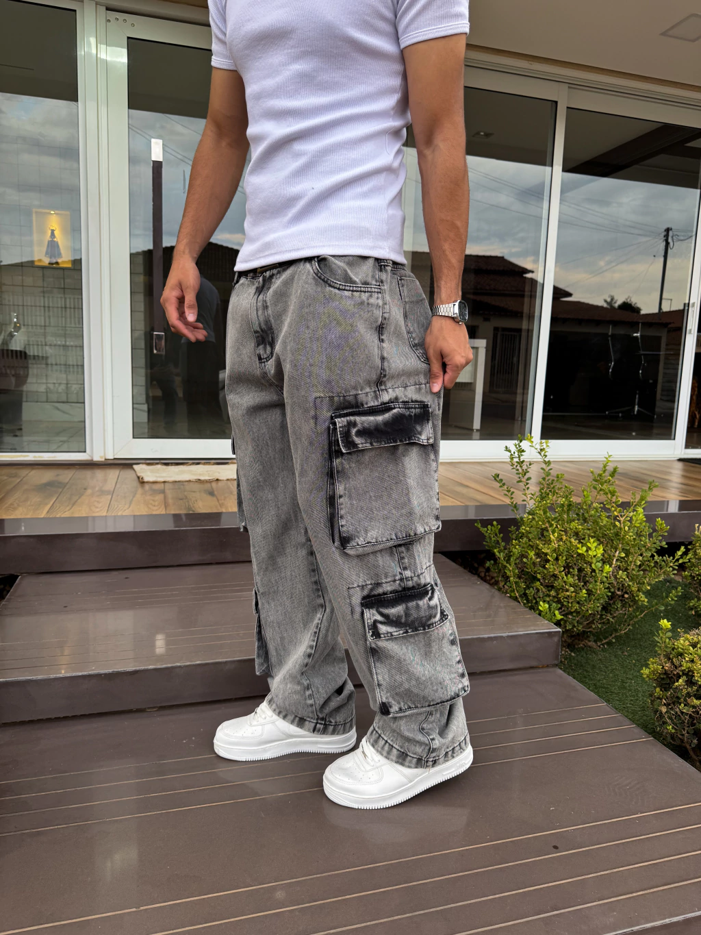 Calça Cargo Double Pocket – Stoned Cinza